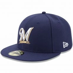 Milwaukee Brewers New Era Authentic Collection On Field 59FIFTY Fitted Hat - Navy Size 7