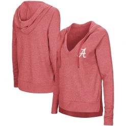 Alabama Crimson Tide Colosseum Women's Never Doubt V-Neck Hooded Thermal T-Shirt - Crimson
