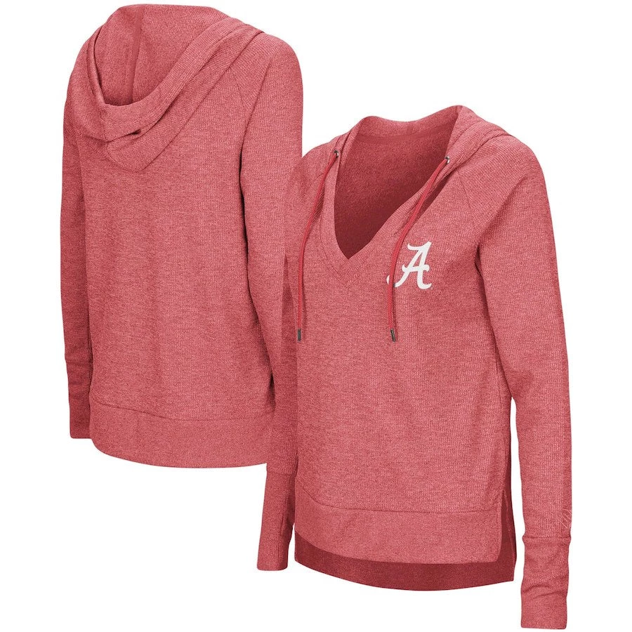 Alabama Crimson Tide Colosseum Women's Never Doubt V-Neck Hooded Thermal T-Shirt - Crimson 3 Alabama Crimson Tide Colosseum Women's Never Doubt V-Neck Hooded Thermal T-Shirt - Crimson