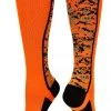TCK Digital Camo OTC Socks Neon Orange Black NCAA