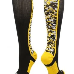 TCK Digital Camo OTC Socks BLACK/GOLD Large Mens Shoes 9 - 12 Womens 10 - 13