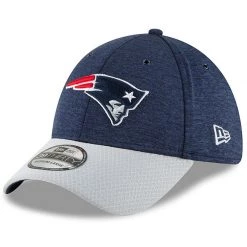 Men's New England Patriots New Era Navy/Gray 2018 NFL Sideline Home Official 39THIRTY Flex Hat