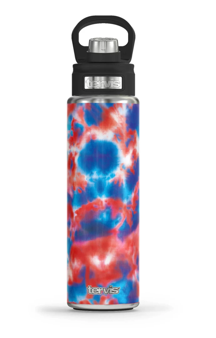 TERVIS Americana Tie Dye Stainless Steel Wide Mouth Bottle With Deluxe Spout Lid NCAA 3 TERVIS Americana Tie Dye Stainless Steel Wide Mouth Bottle With Deluxe Spout Lid NCAA