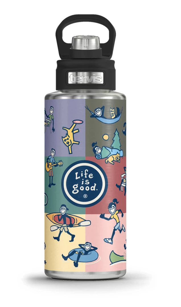 TERVIS Life Is Good® - Jake Collage Stainless Steel Wide Mouth Bottle With Deluxe Spout Lid NCAA 4 TERVIS Life Is Good® - Jake Collage Stainless Steel Wide Mouth Bottle With Deluxe Spout Lid NCAA