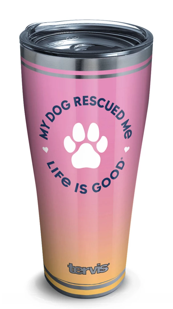 TERVIS Life Is Good® - Dog Rescued Me Stainless Steel With Slider Lid NCAA 4 TERVIS Life Is Good® - Dog Rescued Me Stainless Steel With Slider Lid NCAA