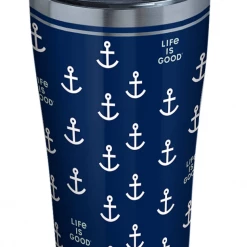 TERVIS Life Is Good® - Navy Anchor Pattern Stainless Steel With Slider Lid
