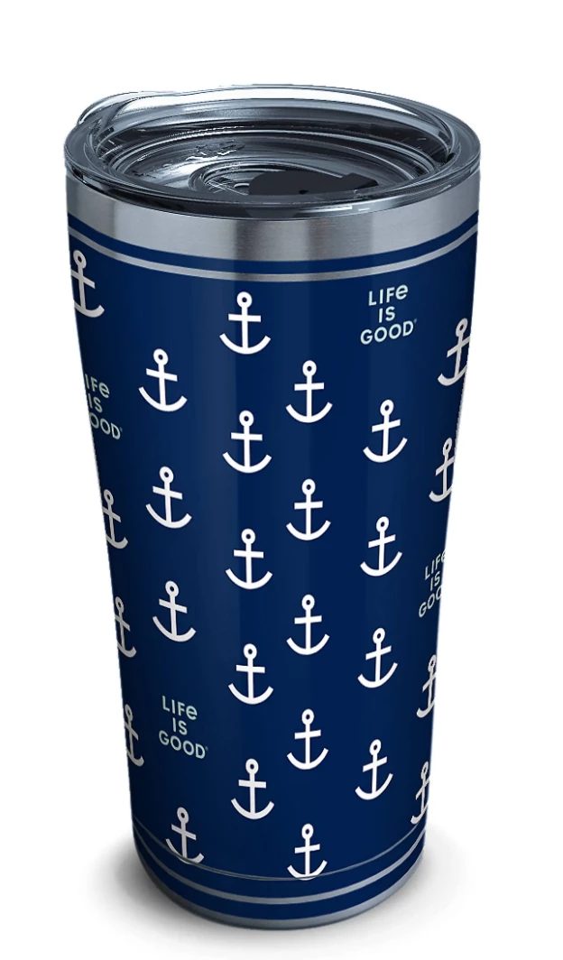 TERVIS Life Is Good® - Navy Anchor Pattern Stainless Steel With Slider Lid 3 TERVIS Life Is Good® - Navy Anchor Pattern Stainless Steel With Slider Lid