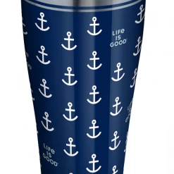 TERVIS Life Is Good® - Navy Anchor Pattern Stainless Steel With Slider Lid 5 TERVIS Life Is Good® - Navy Anchor Pattern Stainless Steel With Slider Lid