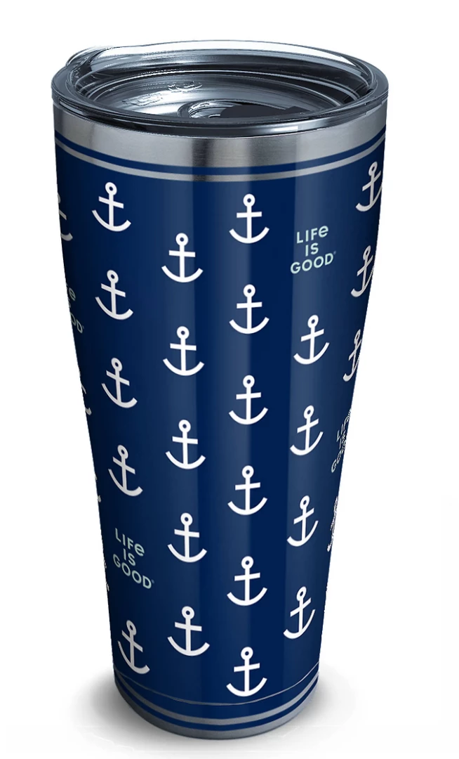 TERVIS Life Is Good® - Navy Anchor Pattern Stainless Steel With Slider Lid 4 TERVIS Life Is Good® - Navy Anchor Pattern Stainless Steel With Slider Lid