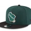 AtlanticCoastSports Milwaukee Bucks New Era 2-Tone 9FIFTY Adjustable Snapback Hat - Hunter Green/Black NCAA 1 AtlanticCoastSports Milwaukee Bucks New Era 2-Tone 9FIFTY Adjustable Snapback Hat - Hunter Green/Black NCAA