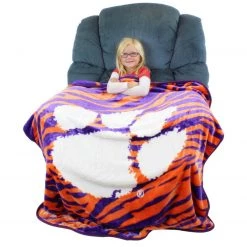 AtlanticCoastSports NCAA Clemson Tigers Soft Raschel Throw Blanket