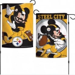 Wincraft Pittsburgh Steelers Mickey Mouse 2 Sided Garden Flag 12.5" X 18"