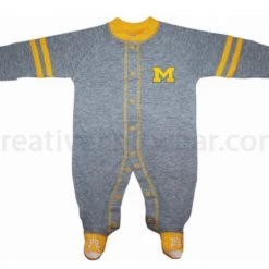 Creative Knitwear Michigan Wolverines Sports Shoe Footed Romper NCAA