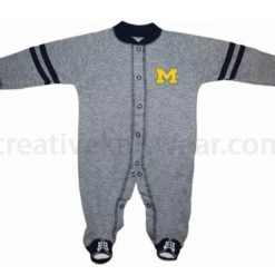 Creative Knitwear Michigan Wolverines Sports Shoe Footed Romper NCAA