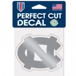 AtlanticCoastSports NCAA NORTH CAROLINA, UNIVERSITY OF SILVER DECAL METALLIC 4" X 4"