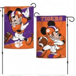 Wincraft Clemson Tigers Mickey Mouse Garden Flag 2 Sided 12.5" X 18"