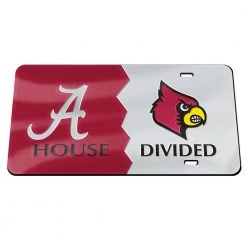 Wincraft Alabama Crimson Tide Louisville Cardinals House Divided Specialty Acrylic License Plate